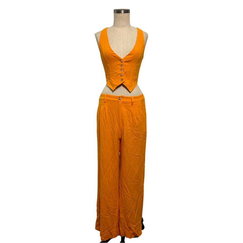 Vici orange coord set / vest top and pants - size XS